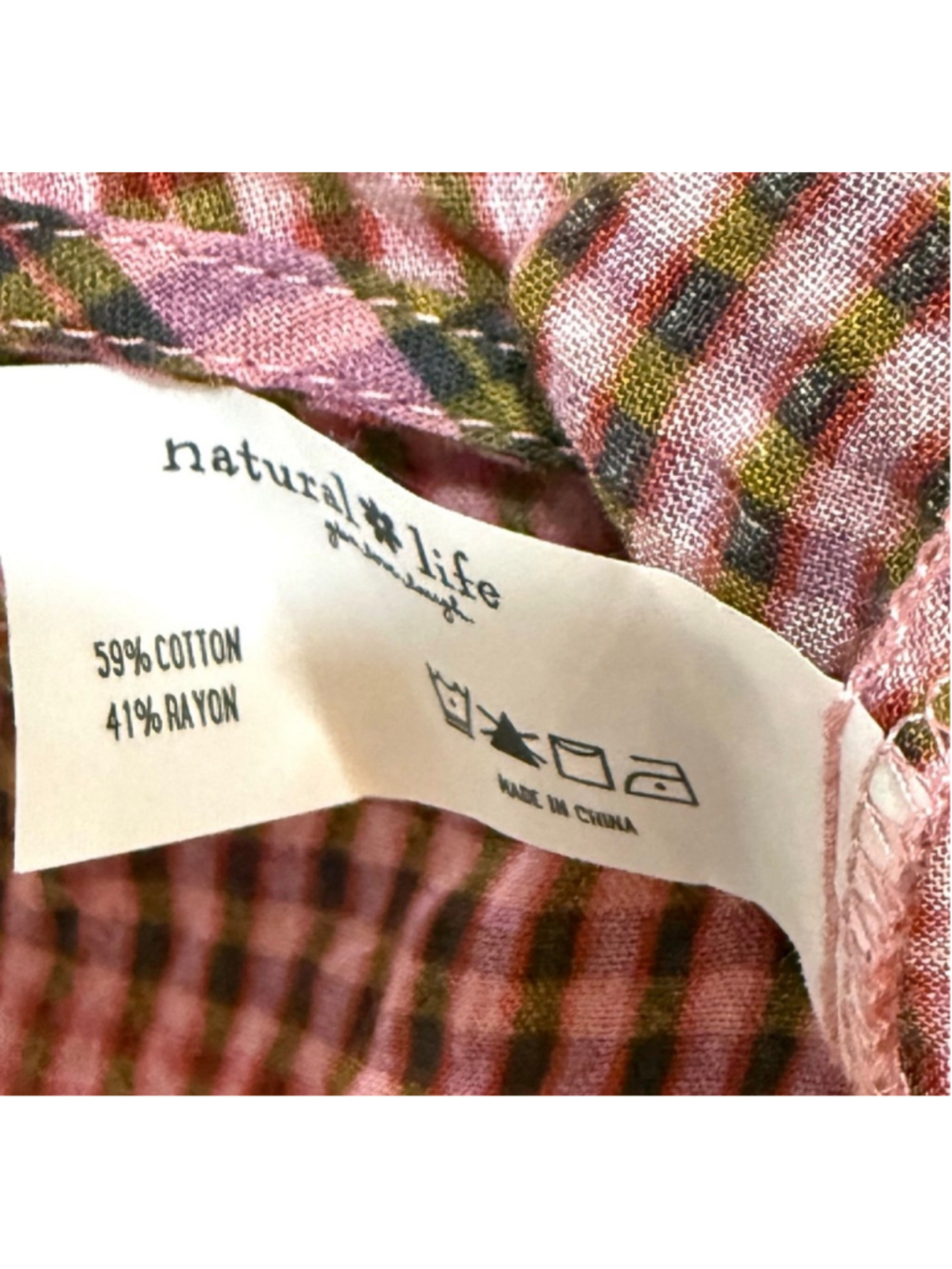 Natural Life Dakota Tie Overall in Pink Plaid Women’s Size XL - Picture 5 of 7